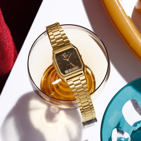 CASIO VINTAGE Mod. EDGY COLLECTION SUNRAY DIAL, GOLD- BLACK CASIO VINTAGE Mod. EDGY COLLECTION SUNRAY DIAL, GOLD- BLACK