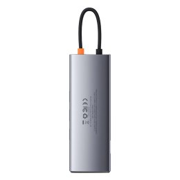 HUB Baseus Metal Gleam 9w1 USB-C - 3x USB 3.2 Gen 1 / USB-C PD 100W / VGA / HDMI / czytnik kart TF, SD / RJ45 - szary (CAHUB-CU0