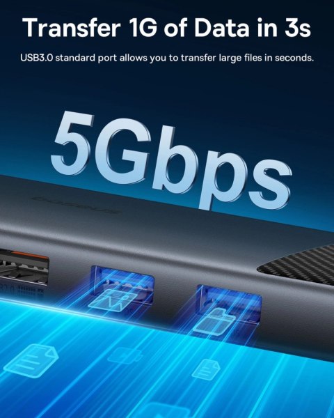 HUB USB 11w1 Baseus Metal Gleam Series II USB-A/USB-C PD/HDMI/DP/RJ45/SD/TF - czarny HUB USB 11w1 Baseus Metal Gleam Series II USB-A/USB-C PD/HDMI/DP/RJ45/SD/TF - czarny