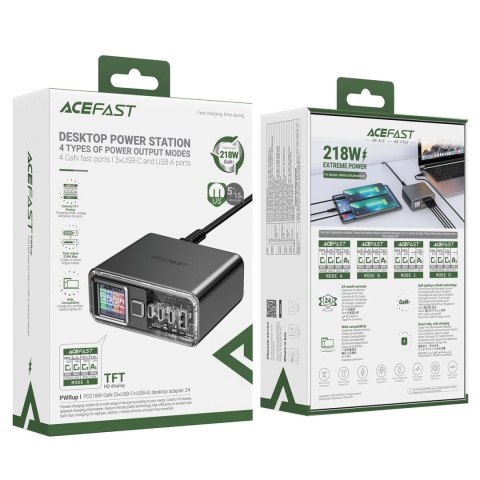 Wielofunkcyjny adapter Acefast Z4 PD 218W GaN 3 x USB-C + USB-A z 4 portami - szary Wielofunkcyjny adapter Acefast Z4 PD 218W GaN 3 x USB-C + USB-A z 4 portami - szary