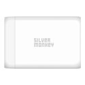 Ładowarka GaN Silver Monkey SMA152 130W 3xUSB-C PD USB-A QC 3.0 z odłączanym kablem zasilającym - biała