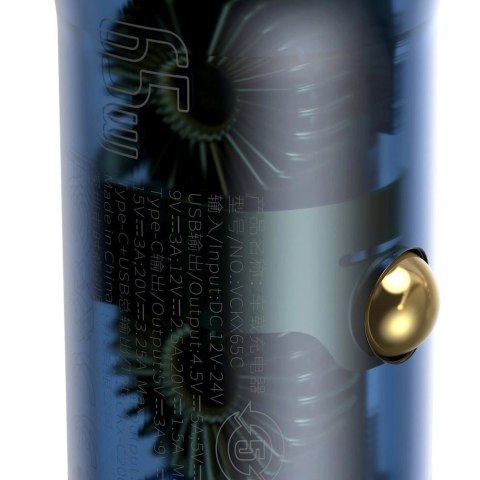 Baseus ładowarka samochodowa USB / USB Typ C 65 W 5 A SCP Quick Charge 4.0+ Power Delivery 3.0 ekran LCD + kabel USB Typ C - USB Baseus ładowarka samochodowa USB / USB Typ C 65 W 5 A SCP Quick Charge 4.0+ Power Delivery 3.0 ekran LCD + kabel USB Typ C - USB