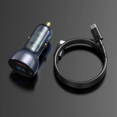 Baseus ładowarka samochodowa USB / USB Typ C 65 W 5 A SCP Quick Charge 4.0+ Power Delivery 3.0 ekran LCD + kabel USB Typ C - USB Baseus ładowarka samochodowa USB / USB Typ C 65 W 5 A SCP Quick Charge 4.0+ Power Delivery 3.0 ekran LCD + kabel USB Typ C - USB