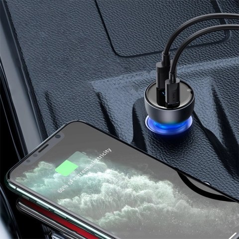 Baseus ładowarka samochodowa USB / USB Typ C 65 W 5 A SCP Quick Charge 4.0+ Power Delivery 3.0 ekran LCD + kabel USB Typ C - USB Baseus ładowarka samochodowa USB / USB Typ C 65 W 5 A SCP Quick Charge 4.0+ Power Delivery 3.0 ekran LCD + kabel USB Typ C - USB