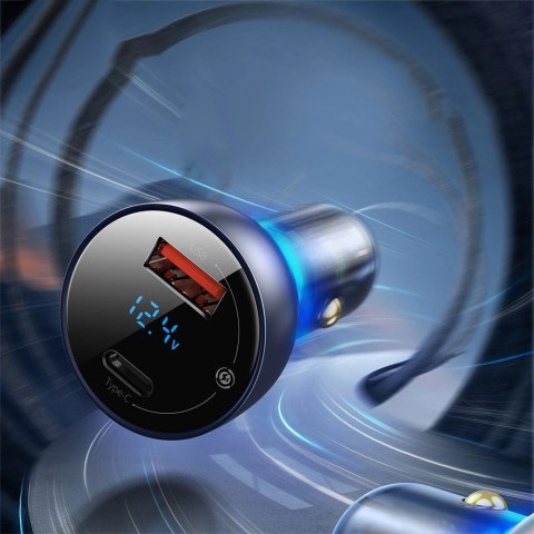 Baseus ładowarka samochodowa USB / USB Typ C 65 W 5 A SCP Quick Charge 4.0+ Power Delivery 3.0 ekran LCD szary (CCKX-C0G) Baseus ładowarka samochodowa USB / USB Typ C 65 W 5 A SCP Quick Charge 4.0+ Power Delivery 3.0 ekran LCD szary (CCKX-C0G)