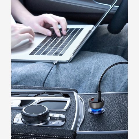 Baseus ładowarka samochodowa USB / USB Typ C 65 W 5 A SCP Quick Charge 4.0+ Power Delivery 3.0 ekran LCD szary (CCKX-C0G) Baseus ładowarka samochodowa USB / USB Typ C 65 W 5 A SCP Quick Charge 4.0+ Power Delivery 3.0 ekran LCD szary (CCKX-C0G)