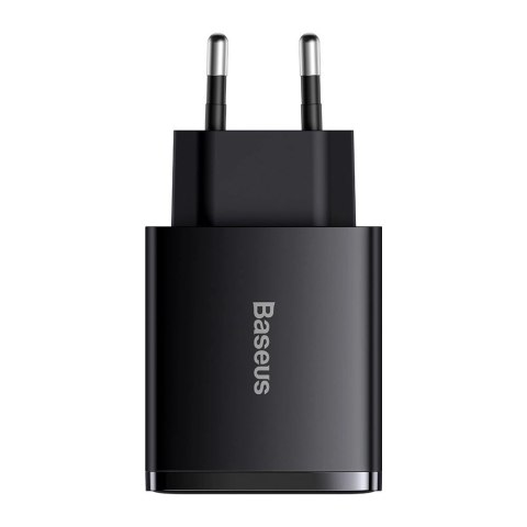 Baseus Compact szybka ładowarka sieciowa 2x USB / USB Typ C 30W 3A Power Delivery Quick Charge czarny (CCXJ-E01) Baseus Compact szybka ładowarka sieciowa 2x USB / USB Typ C 30W 3A Power Delivery Quick Charge czarny (CCXJ-E01)
