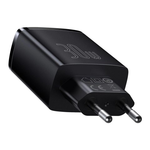 Baseus Compact szybka ładowarka sieciowa 2x USB / USB Typ C 30W 3A Power Delivery Quick Charge czarny (CCXJ-E01) Baseus Compact szybka ładowarka sieciowa 2x USB / USB Typ C 30W 3A Power Delivery Quick Charge czarny (CCXJ-E01)