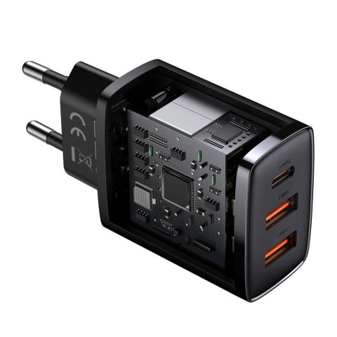 Baseus Compact szybka ładowarka sieciowa 2x USB / USB Typ C 30W 3A Power Delivery Quick Charge czarny (CCXJ-E01) Baseus Compact szybka ładowarka sieciowa 2x USB / USB Typ C 30W 3A Power Delivery Quick Charge czarny (CCXJ-E01)