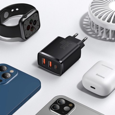 Baseus Compact szybka ładowarka sieciowa 2x USB / USB Typ C 30W 3A Power Delivery Quick Charge czarny (CCXJ-E01) Baseus Compact szybka ładowarka sieciowa 2x USB / USB Typ C 30W 3A Power Delivery Quick Charge czarny (CCXJ-E01)
