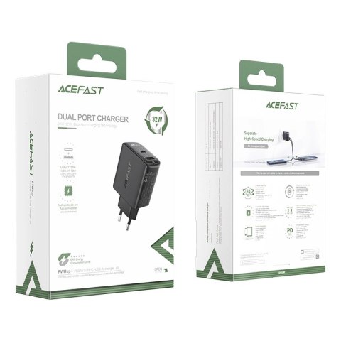 Acefast ładowarka sieciowa USB Typ C / USB 32W, PPS, PD, QC 3.0, AFC, FCP czarny (A5 black) Acefast ładowarka sieciowa USB Typ C / USB 32W, PPS, PD, QC 3.0, AFC, FCP czarny (A5 black)