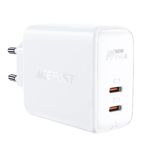 Acefast ładowarka sieciowa GaN USB Typ C 50W, PD, QC 3.0, AFC, FCP biały (A29 white) Acefast ładowarka sieciowa GaN USB Typ C 50W, PD, QC 3.0, AFC, FCP biały (A29 white)