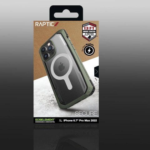 Raptic X-Doria Secure Case etui iPhone 14 Pro Max z MagSafe pancerny pokrowiec zielony Raptic X-Doria Secure Case etui iPhone 14 Pro Max z MagSafe pancerny pokrowiec zielony