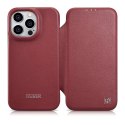 ICarer CE Premium Leather Folio Case skórzane etui iPhone 14 Pro z klapką magnetyczne MagSafe czerwony (WMI14220714-RD)