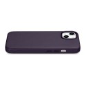 ICarer Case Leather pokrowiec etui z naturalnej skóry do iPhone 14 Plus ciemnofioletowy (kompatybilne z MagSafe)