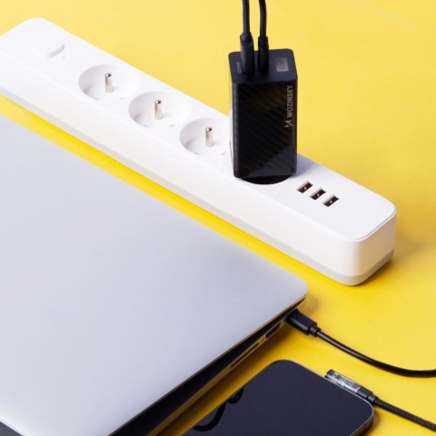 Wozinsky ładowarka GaN 65W z portami USB, USB C wspiera QC 3.0 PD czarna (WWCG01) Wozinsky ładowarka GaN 65W z portami USB, USB C wspiera QC 3.0 PD czarna (WWCG01)