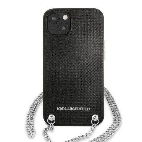 Etui Karl Lagerfeld Leather Textured and Chain na iPhone 13 mini - czarne Etui Karl Lagerfeld Leather Textured and Chain na iPhone 13 mini - czarne