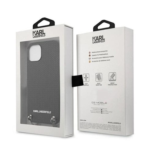 Etui Karl Lagerfeld Leather Textured and Chain na iPhone 13 mini - czarne Etui Karl Lagerfeld Leather Textured and Chain na iPhone 13 mini - czarne