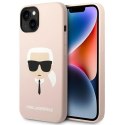 Etui Karl Lagerfeld Silicone Karl's Head MagSafe na iPhone 14 - jasnoróżowe
