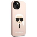 Etui Karl Lagerfeld Silicone Karl's Head MagSafe na iPhone 14 - jasnoróżowe