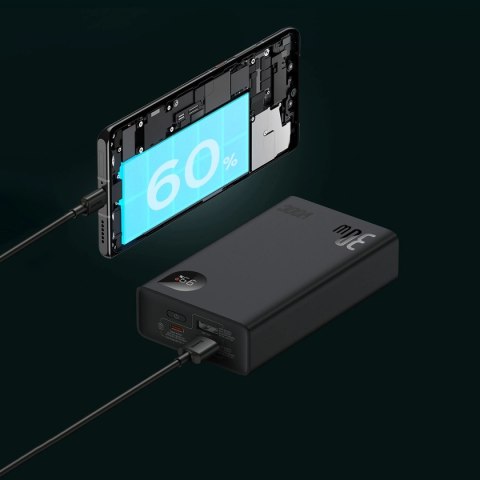 Powerbank Baseus Adaman2 20000mAh 30W 2x USB-A / USB-C PD / QC / SCP / Oppo Super VOOC - czarny Powerbank Baseus Adaman2 20000mAh 30W 2x USB-A / USB-C PD / QC / SCP / Oppo Super VOOC - czarny