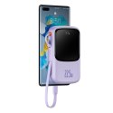 Baseus Qpow powerbank 10000mAh wbudowany kabel USB Typu C 22.5W Quick Charge SCP AFC FCP fioletowy (PPQD020105)