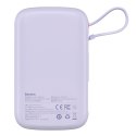 Baseus Qpow powerbank 10000mAh wbudowany kabel USB Typu C 22.5W Quick Charge SCP AFC FCP fioletowy (PPQD020105)