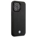 Etui BMW Leather Diamond Pattern na iPhone 14 Pro - czarne