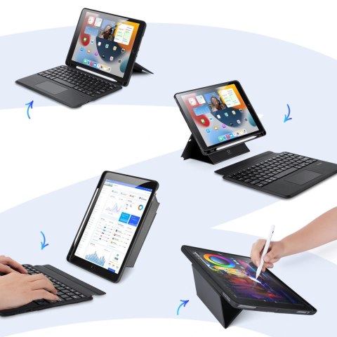 Etui z klawiaturą Bluetooth Dux Ducis DK Series do Apple iPad 7/8/9 10.2''/iPad Air 3/iPad Pro 10.5'' (2017) - czarne Etui z klawiaturą Bluetooth Dux Ducis DK Series do Apple iPad 7/8/9 10.2''/iPad Air 3/iPad Pro 10.5'' (2017) - czarne