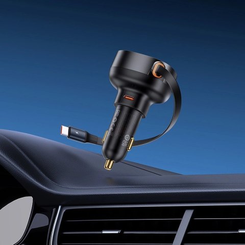 Ładowarka samochodowa Baseus Enjoyment Pro USB-C (żeńskie) / USB-C (męskie) 60W - czarna Ładowarka samochodowa Baseus Enjoyment Pro USB-C (żeńskie) / USB-C (męskie) 60W - czarna