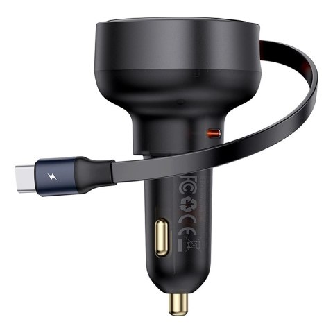 Ładowarka samochodowa Baseus Enjoyment Pro USB-C (żeńskie) / USB-C (męskie) 60W - czarna Ładowarka samochodowa Baseus Enjoyment Pro USB-C (żeńskie) / USB-C (męskie) 60W - czarna