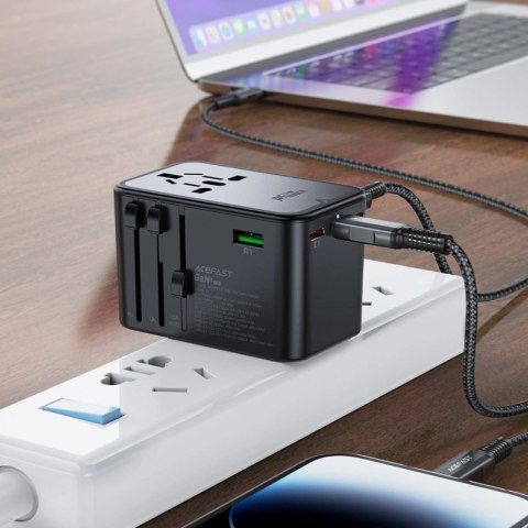 Adapter ładowarka podróżna Acefast Z1 GaN 75W PD 3x USB-C 2x USB-A - czarny Adapter ładowarka podróżna Acefast Z1 GaN 75W PD 3x USB-C 2x USB-A - czarny