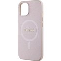 Etui Guess Saffiano MagSafe do iPhone 15 Plus - różowe