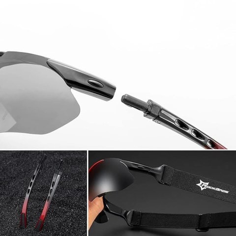 Okulary rowerowe Rockbros 10141 fotochromowe UV400 - czerwone Okulary rowerowe Rockbros 10141 fotochromowe UV400 - czerwone