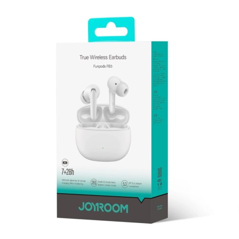 Słuchawki bezprzewodowe TWS Joyroom Funpods Series JR-FB3 Bluetooth 5.3 - białe Słuchawki bezprzewodowe TWS Joyroom Funpods Series JR-FB3 Bluetooth 5.3 - białe