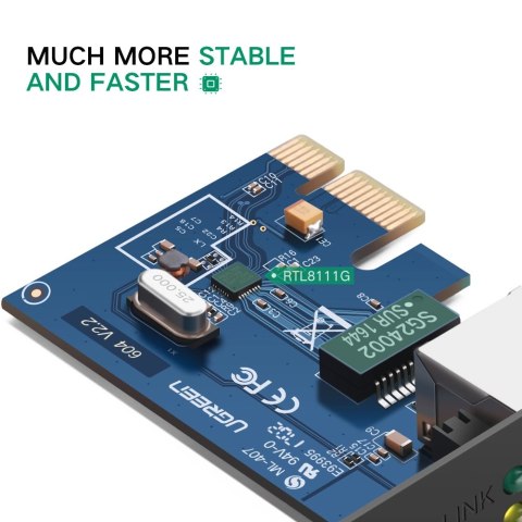 Karta sieciowa Ugreen US230 Gigabit 10/100/1000Mbps PCI-E - czarna Karta sieciowa Ugreen US230 Gigabit 10/100/1000Mbps PCI-E - czarna