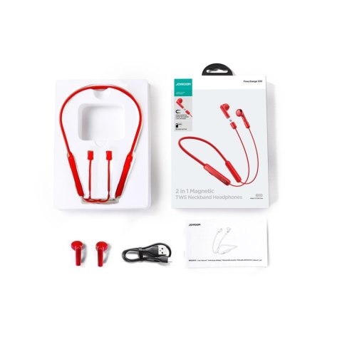 Sportowe słuchawki bezprzewodowe typu neckband Joyroom JR-DS1 - czerwone Sportowe słuchawki bezprzewodowe typu neckband Joyroom JR-DS1 - czerwone