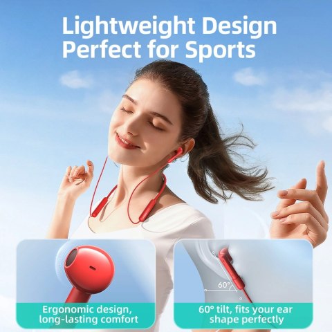 Sportowe słuchawki bezprzewodowe typu neckband Joyroom JR-DS1 - czerwone Sportowe słuchawki bezprzewodowe typu neckband Joyroom JR-DS1 - czerwone