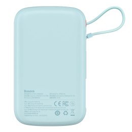 Baseus Qpow powerbank 10000mAh wbudowany kabel USB Typu C 22.5W Quick Charge SCP AFC FCP niebieski (PPQD020103)