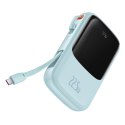 Baseus Qpow powerbank 10000mAh wbudowany kabel USB Typu C 22.5W Quick Charge SCP AFC FCP niebieski (PPQD020103)