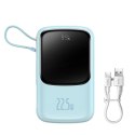 Baseus Qpow powerbank 10000mAh wbudowany kabel USB Typu C 22.5W Quick Charge SCP AFC FCP niebieski (PPQD020103)