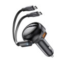 Ładowarka Acefast B13 samochodowa 53W USB-A / 2 kable rozwijane USB-C - czarna