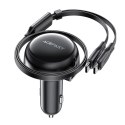 Ładowarka Acefast B13 samochodowa 53W USB-A / 2 kable rozwijane USB-C - czarna