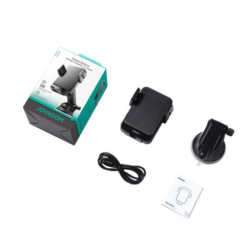 Uchwyt Joyroom JR-ZS219 elektryczny z ładowarką indukcyjną 15W na deskę rozdzielczą - czarny Uchwyt Joyroom JR-ZS219 elektryczny z ładowarką indukcyjną 15W na deskę rozdzielczą - czarny