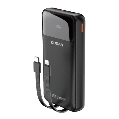 Powerbank Dudao K15Pro 20000mAh 22.5W PD USB-C / USB-A / wbudowane kable Lightning i USB-C - czarny Powerbank Dudao K15Pro 20000mAh 22.5W PD USB-C / USB-A / wbudowane kable Lightning i USB-C - czarny