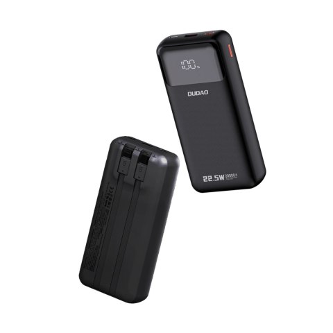 Powerbank Dudao K15Pro 20000mAh 22.5W PD USB-C / USB-A / wbudowane kable Lightning i USB-C - czarny Powerbank Dudao K15Pro 20000mAh 22.5W PD USB-C / USB-A / wbudowane kable Lightning i USB-C - czarny