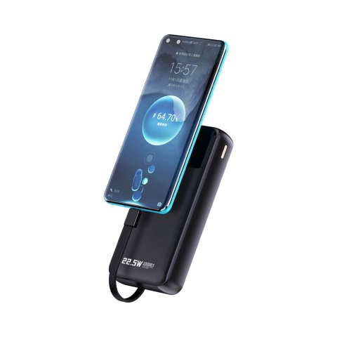 Powerbank Dudao K15Pro 20000mAh 22.5W PD USB-C / USB-A / wbudowane kable Lightning i USB-C - czarny Powerbank Dudao K15Pro 20000mAh 22.5W PD USB-C / USB-A / wbudowane kable Lightning i USB-C - czarny