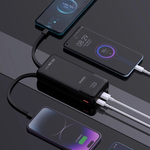 Powerbank Dudao K15Pro 20000mAh 22.5W PD USB-C / USB-A / wbudowane kable Lightning i USB-C - czarny Powerbank Dudao K15Pro 20000mAh 22.5W PD USB-C / USB-A / wbudowane kable Lightning i USB-C - czarny