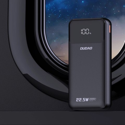 Powerbank Dudao K15Pro 20000mAh 22.5W PD USB-C / USB-A / wbudowane kable Lightning i USB-C - czarny Powerbank Dudao K15Pro 20000mAh 22.5W PD USB-C / USB-A / wbudowane kable Lightning i USB-C - czarny
