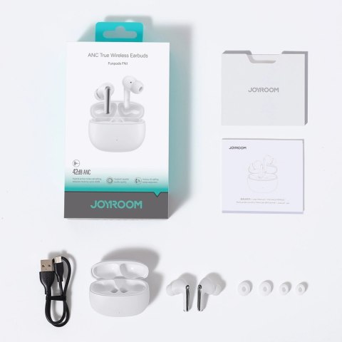 Słuchawki Joyroom Funpods JR-FN1 bezprzewodowe douszne TWS Bluetooth 5.4 ANC ENC - białe Słuchawki Joyroom Funpods JR-FN1 bezprzewodowe douszne TWS Bluetooth 5.4 ANC ENC - białe